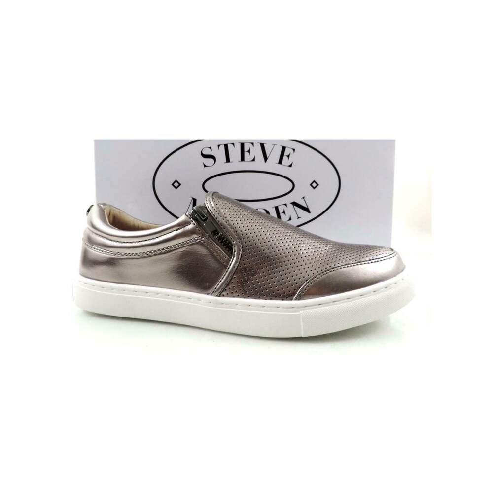 Women's Shoes Steve Madden Ellias Slip On Fashion Sneakers Zip Pewter Size 9.5